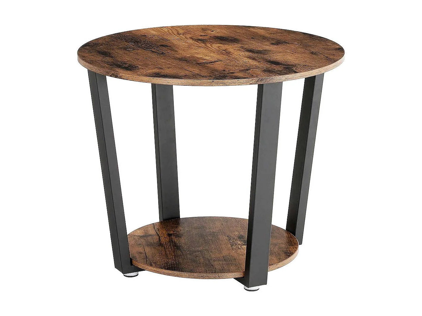VASAGLE Side Table, Round End Table with Steel Frame, for Living Room, Bedroom, Simple Assembly, Industrial, Rustic Brown and Black LET57X