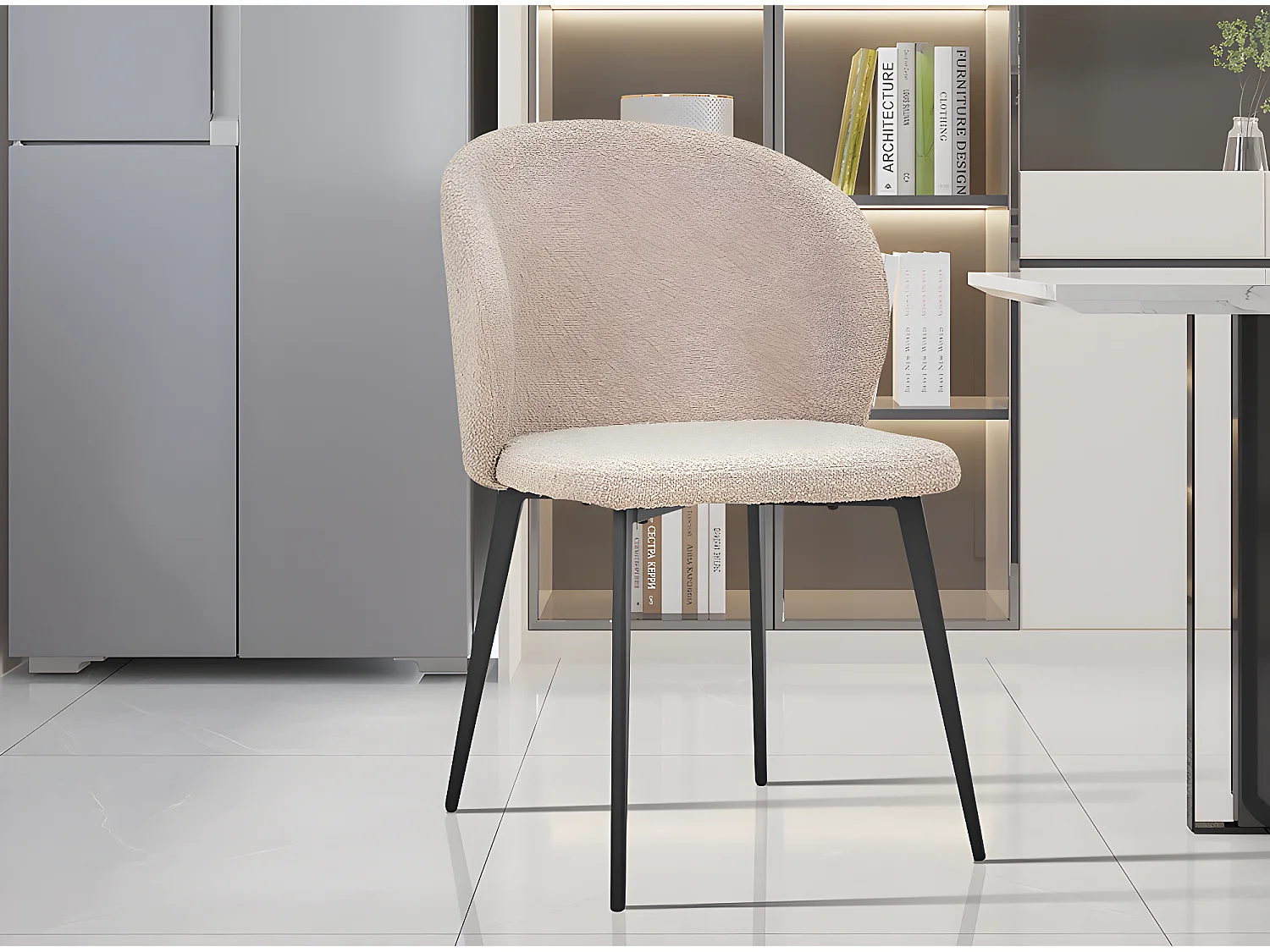 Interiax Eetkamerstoel Livia Bouclé Zand