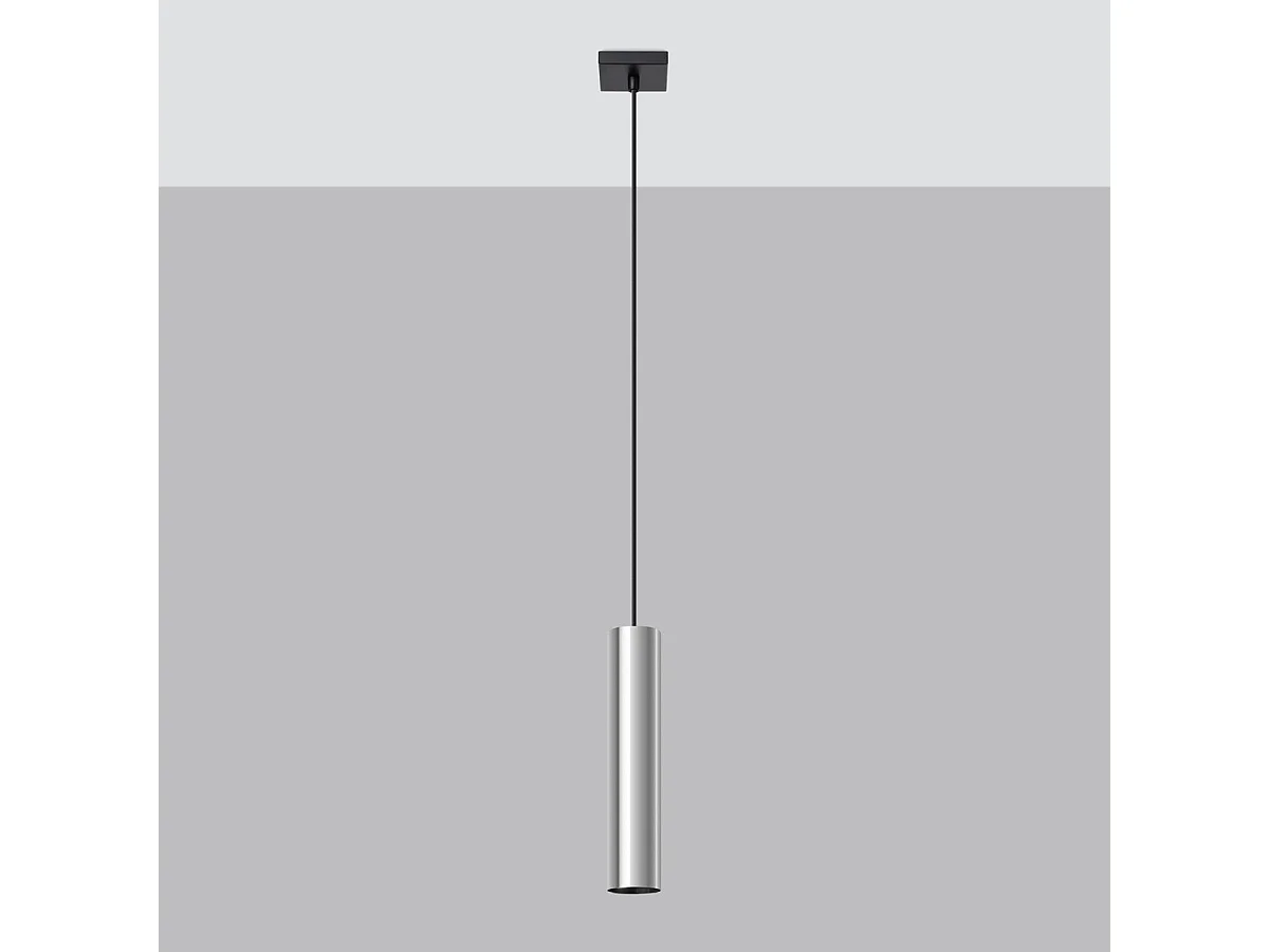 Lampe Suspendues Lagos Moderne En Acier - 1 Sources Lumineuses - L.8 X H.100 Cm - Chrome