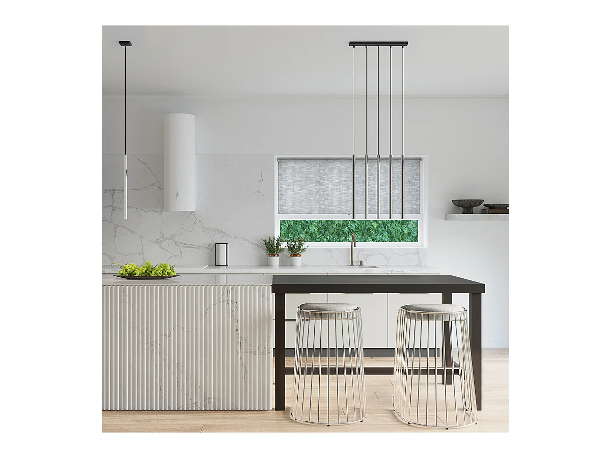 Lampes Suspendues Pastelo Moderne En Acier - 1 Sources Lumineuses - L.8 X H.100 Cm - Chrome