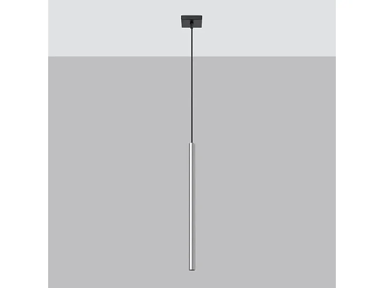 Lampe Suspendues Pastelo Moderne En Acier - 1 Sources Lumineuses - L.8 X H.100 Cm - Chrome