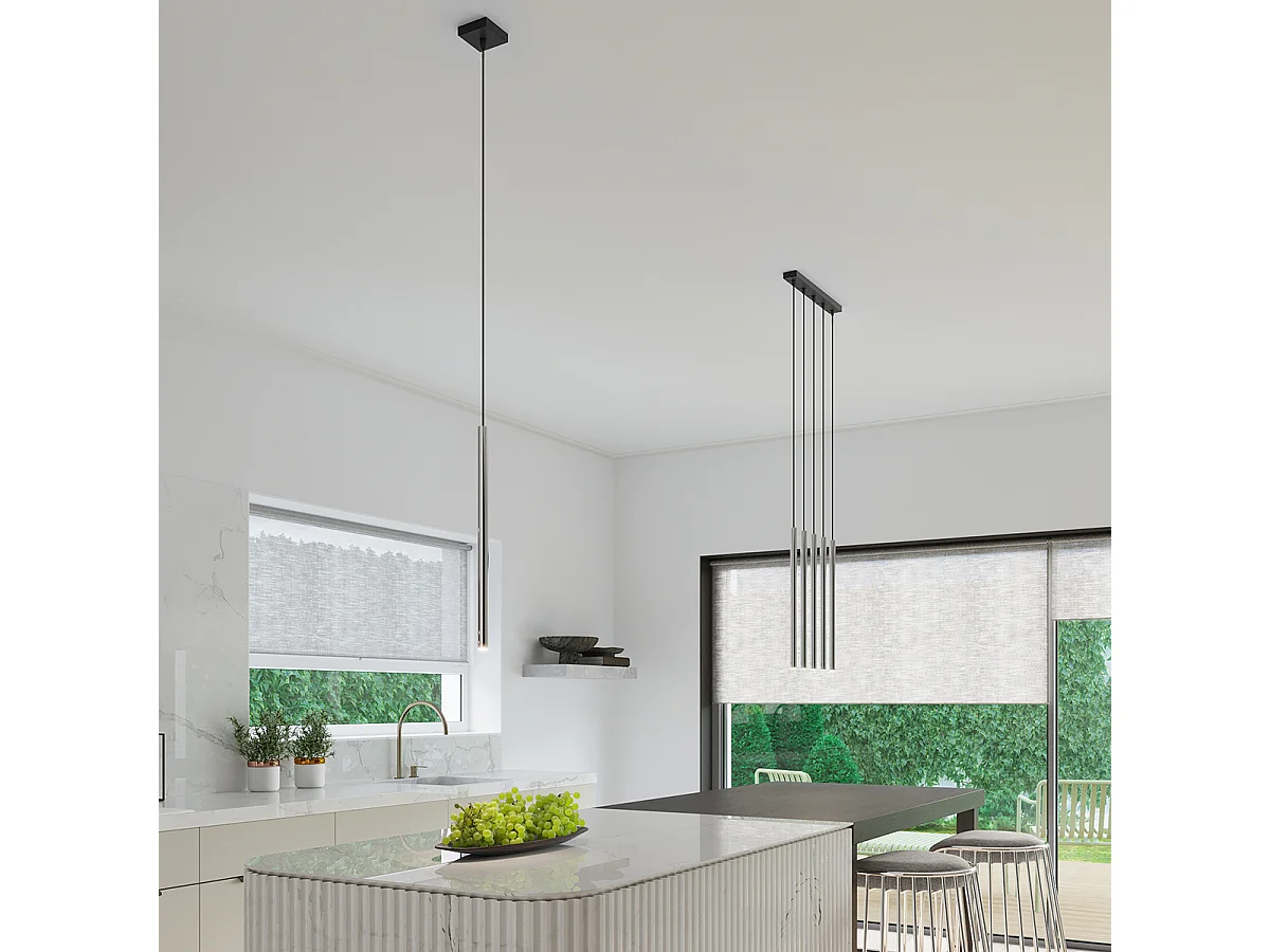 Lampe Suspendues Pastelo Moderne En Acier - 1 Sources Lumineuses - L.8 X H.100 Cm - Chrome