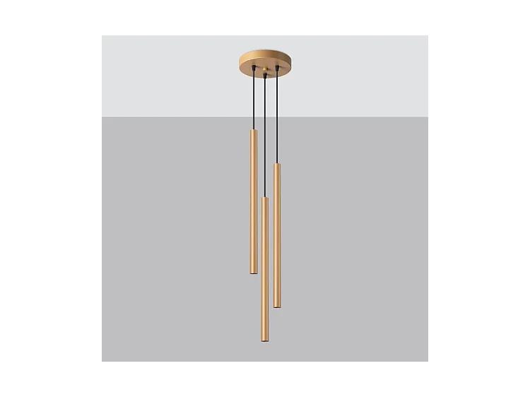 Lampes Suspendues Pastelo Moderne En Acier - 3 Sources Lumineuses - L.20 X H.115 Cm - Doré