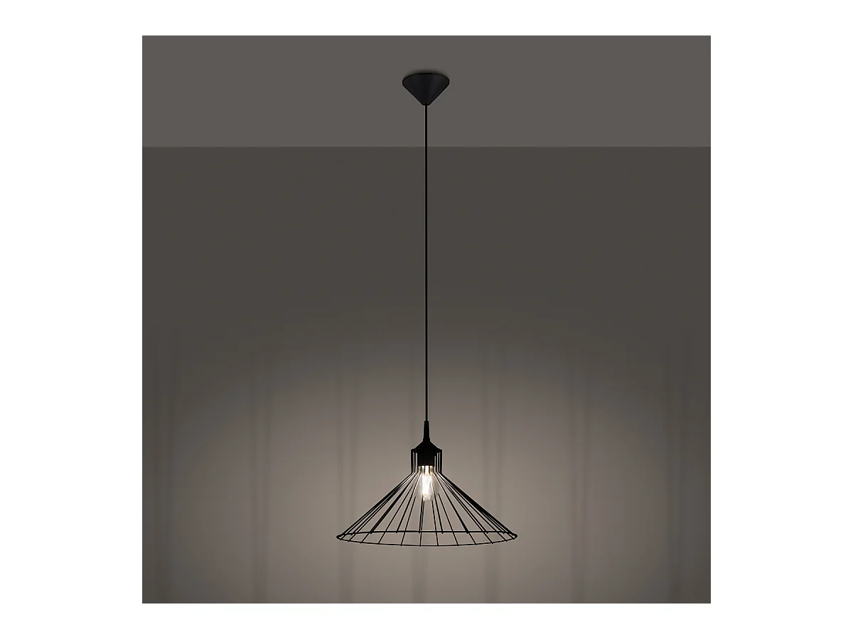 Lampes Suspendues Eda Industriel En Acier - 1 Sources Lumineuses - L.40 X H.86 Cm - Noir