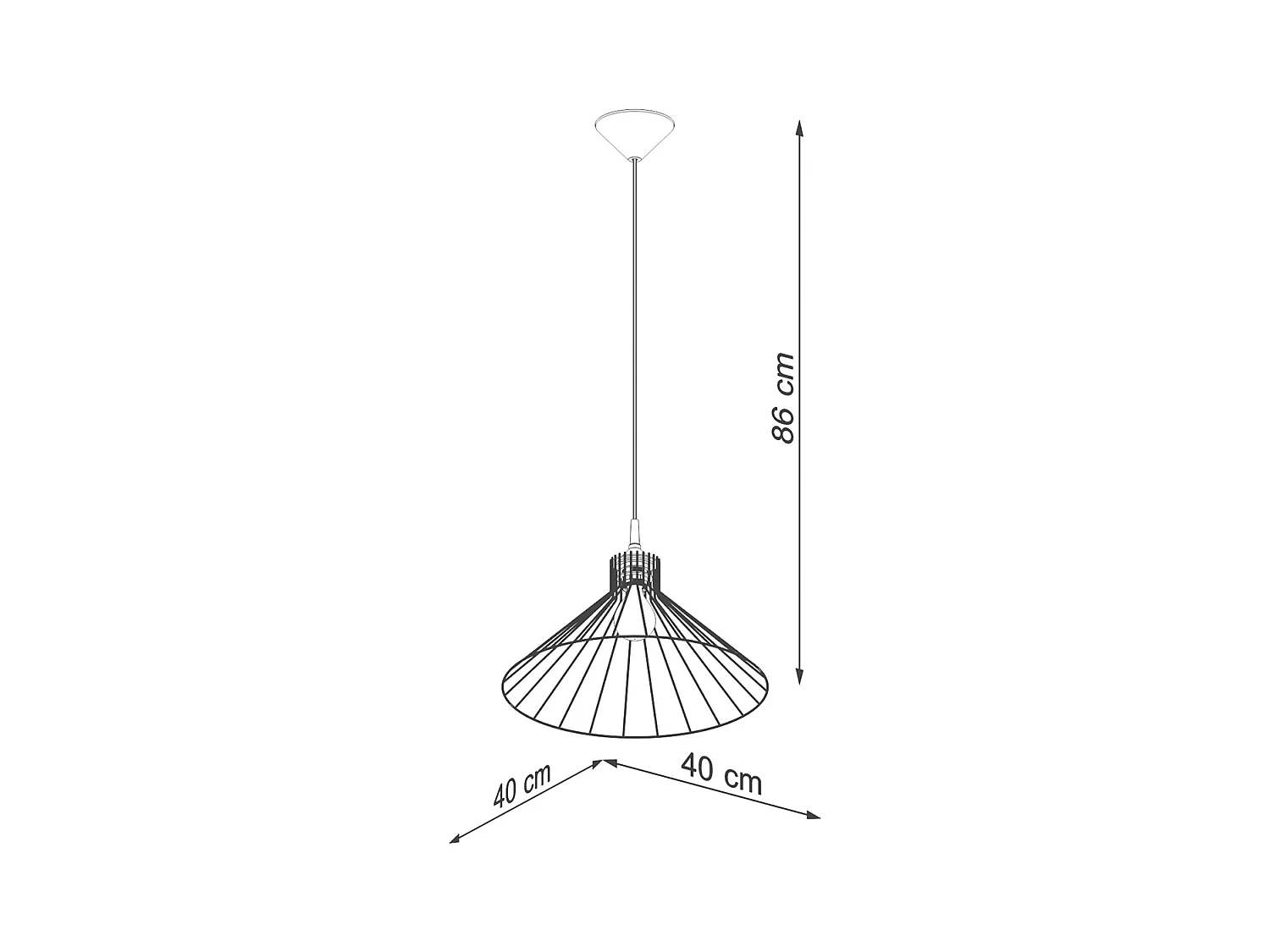 Lampes Suspendues Eda Industriel En Acier - 1 Sources Lumineuses - L.40 X H.86 Cm - Noir