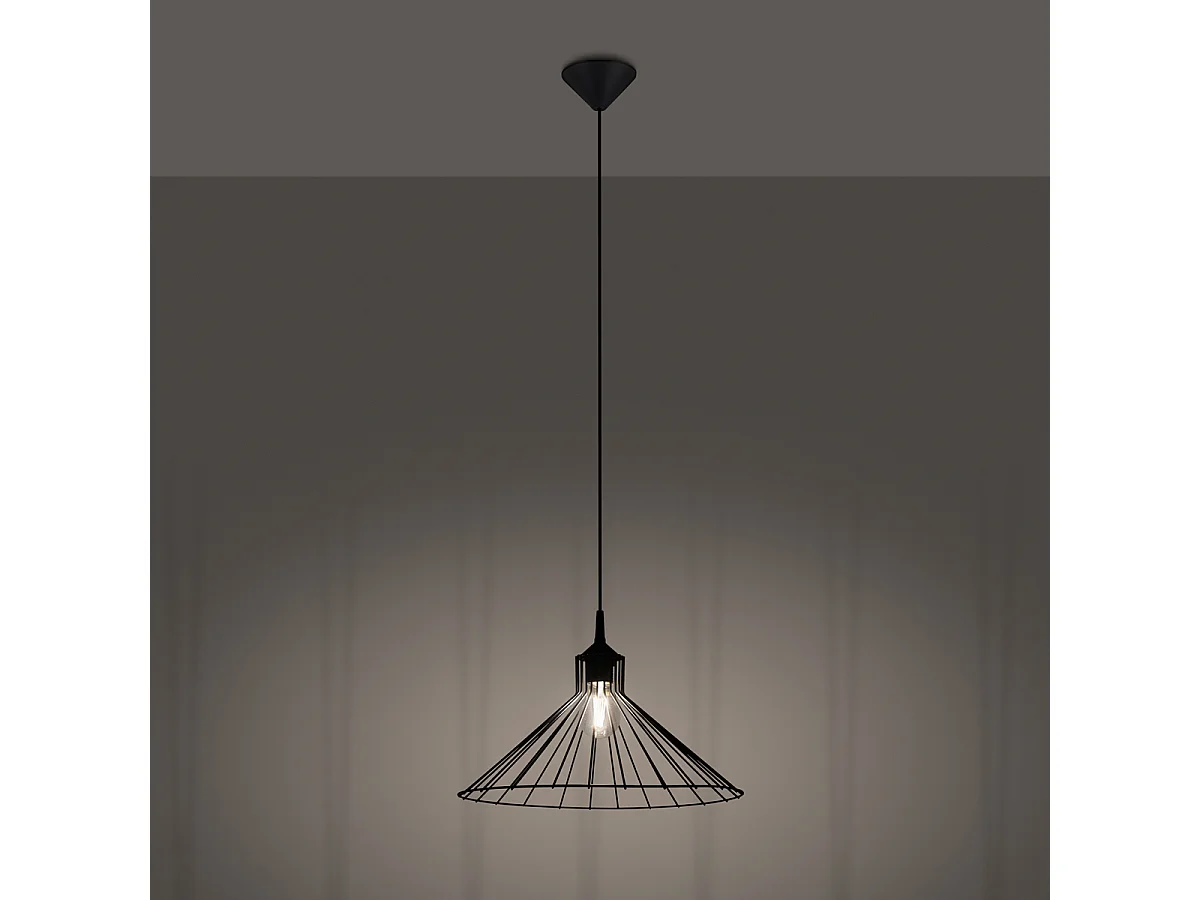 Lampes Suspendues Eda Industriel En Acier - 1 Sources Lumineuses - L.40 X H.86 Cm - Noir