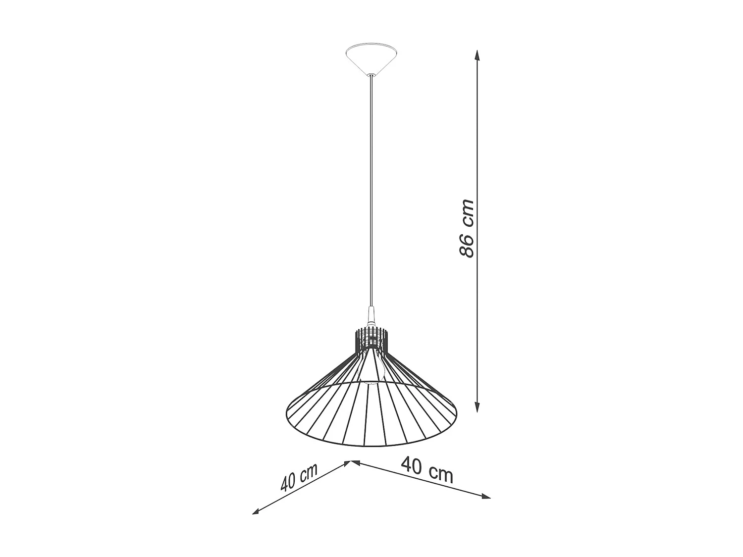 Lampes Suspendues Eda Industriel En Acier - 1 Sources Lumineuses - L.40 X H.86 Cm - Noir