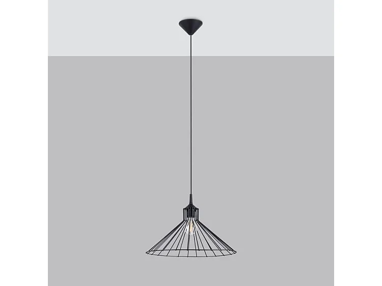 Lampe Suspendues Eda Industriel En Acier - 1 Sources Lumineuses - L.40 X H.86 Cm - Noir