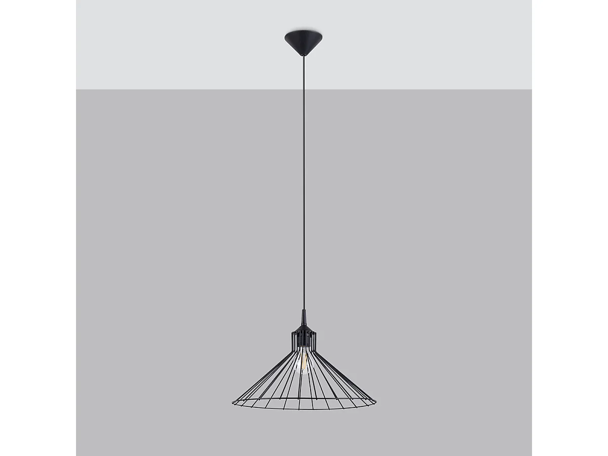 Lampe Suspendues Eda Industriel En Acier - 1 Sources Lumineuses - L.40 X H.86 Cm - Noir