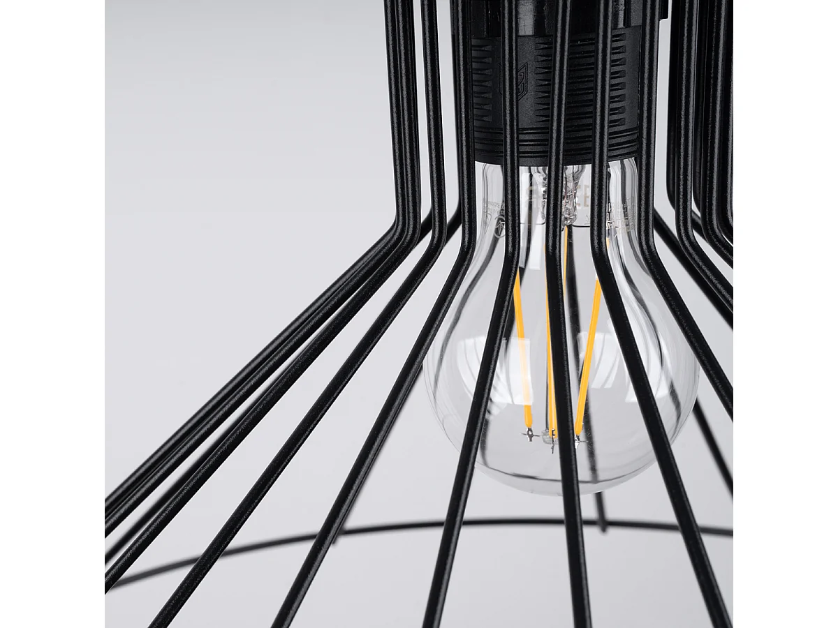 Lampe Suspendues Eda Industriel En Acier - 1 Sources Lumineuses - L.40 X H.86 Cm - Noir