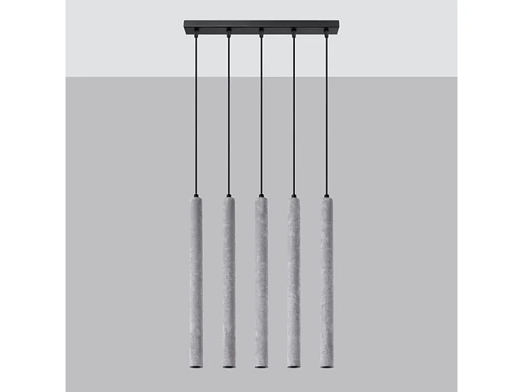 Lampes Suspendues Pastelo Moderne En Béton - 5 Sources Lumineuses - L.45 X H.110 Cm - Gris
