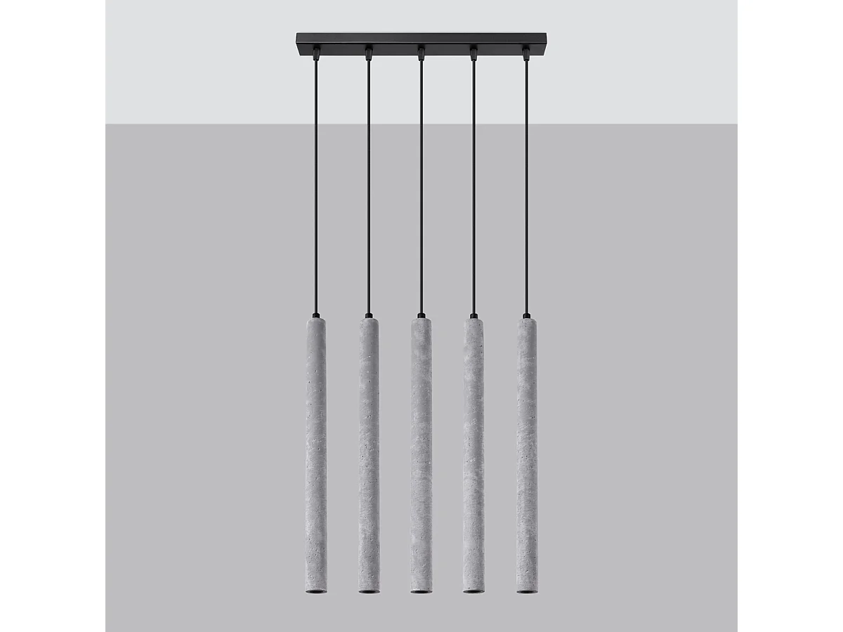 Lampes Suspendues Pastelo Moderne En Béton - 5 Sources Lumineuses - L.45 X H.110 Cm - Gris