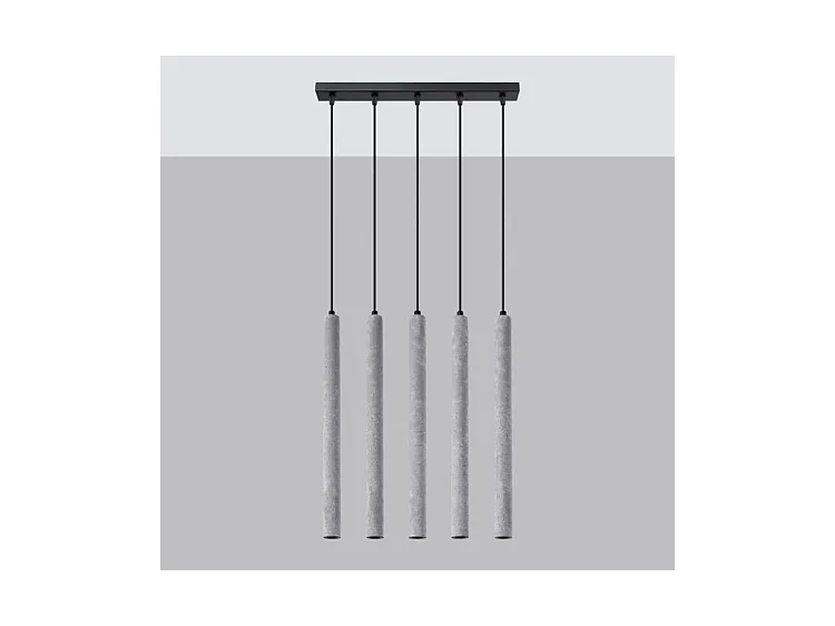 Lampes Suspendues Pastelo Moderne En Béton - 5 Sources Lumineuses - L.45 X H.110 Cm - Gris