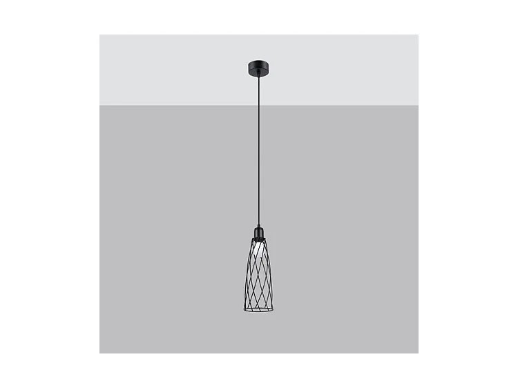 Lampes Suspendues Suba Industriel En Acier - 1 Sources Lumineuses - L.12 X H.139 Cm - Noir