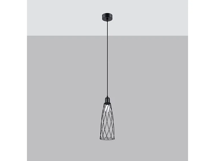 Lampe Suspendues Suba Industriel En Acier - 1 Sources Lumineuses - L.12 X H.139 Cm - Noir
