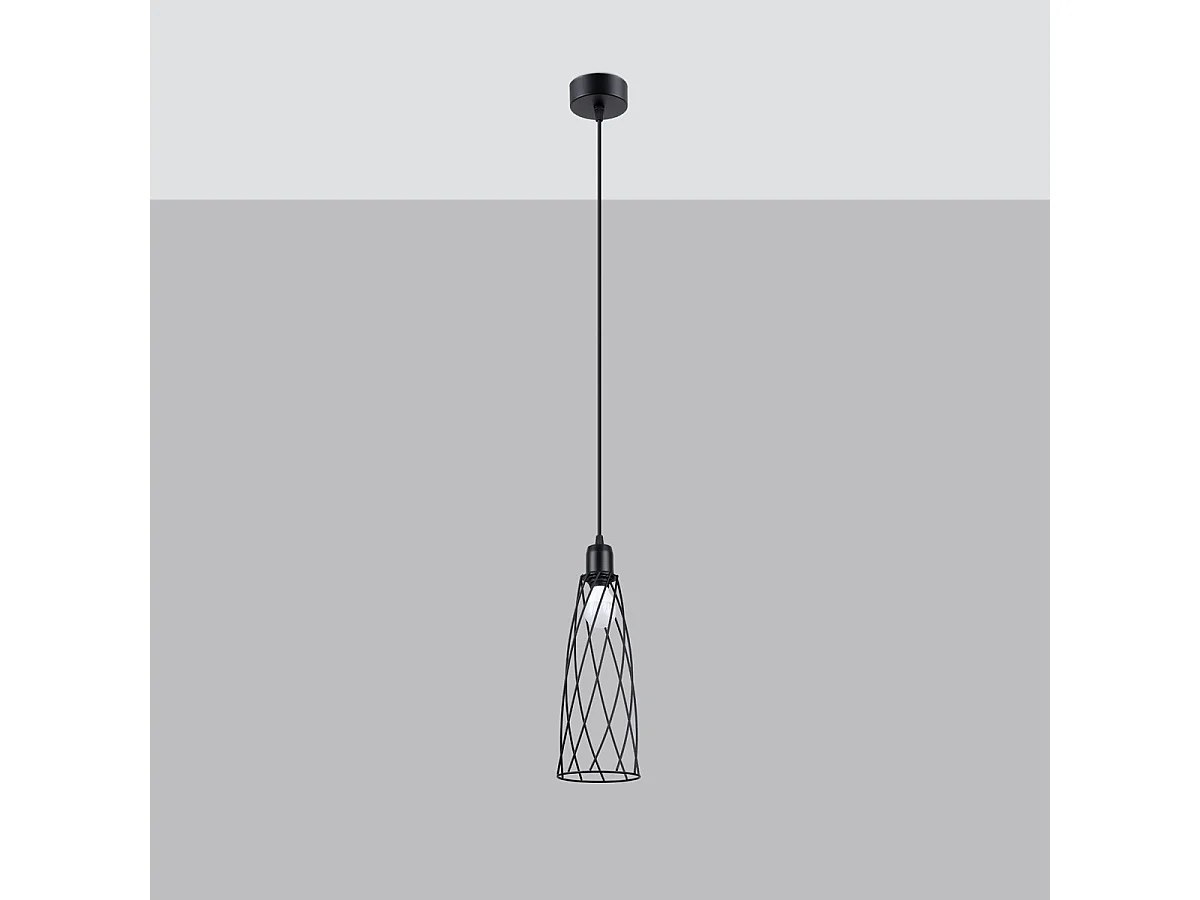 Lampe Suspendues Suba Industriel En Acier - 1 Sources Lumineuses - L.12 X H.139 Cm - Noir