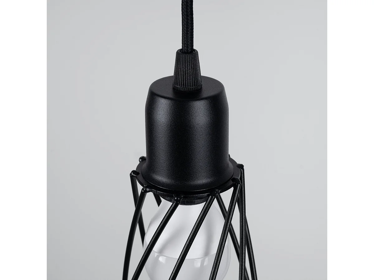 Lampe Suspendues Suba Industriel En Acier - 1 Sources Lumineuses - L.12 X H.139 Cm - Noir