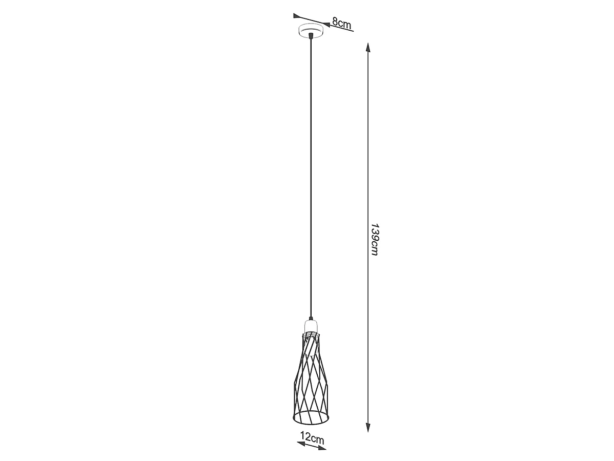 Lampe Suspendues Suba Industriel En Acier - 1 Sources Lumineuses - L.12 X H.139 Cm - Noir