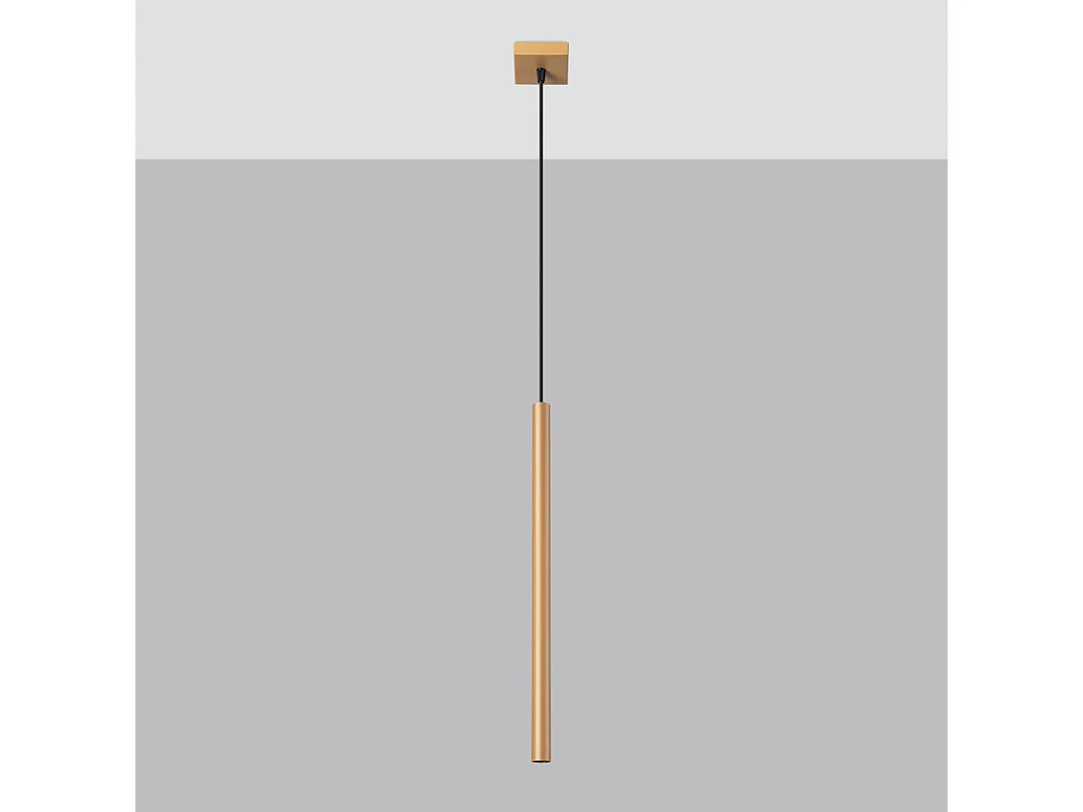 Lampe Suspendues Pastelo Moderne En Acier - 1 Sources Lumineuses - L.3,5 X H.115 Cm - Doré
