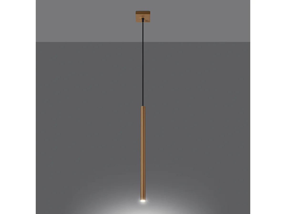 Lampe Suspendues Pastelo Moderne En Acier - 1 Sources Lumineuses - L.3,5 X H.115 Cm - Doré