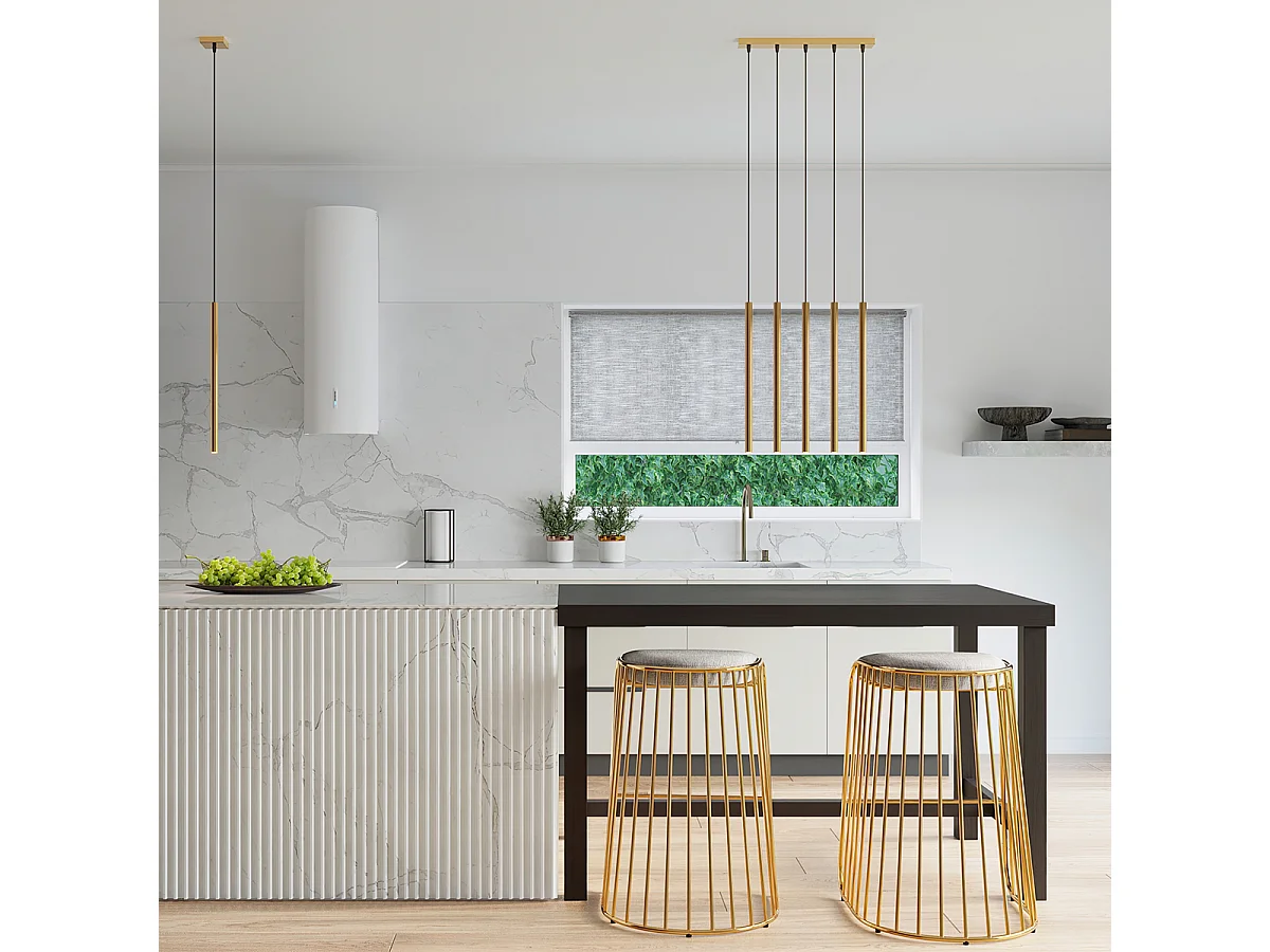 Pendelleuchten Pastelo Modern Aus  Stahl - 5 Lichtquellen - L.25 X H. Cm - Golden