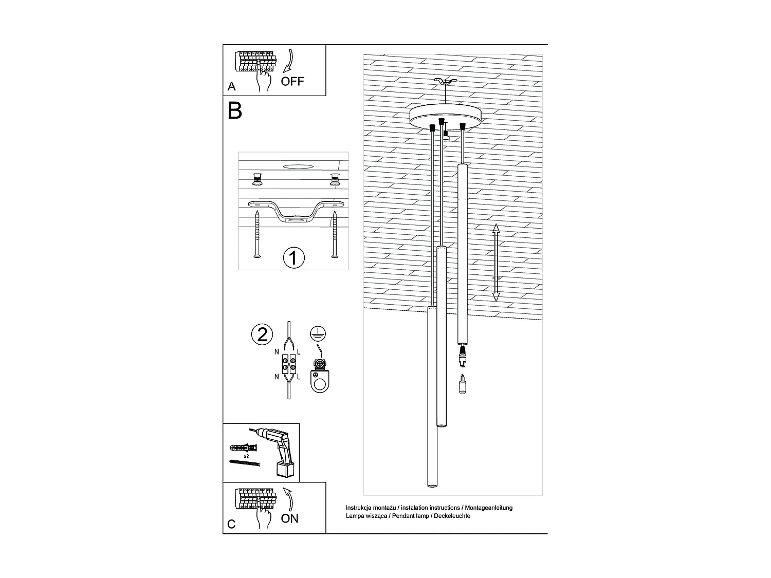 Lampa wisząca PASTELO 3P beton