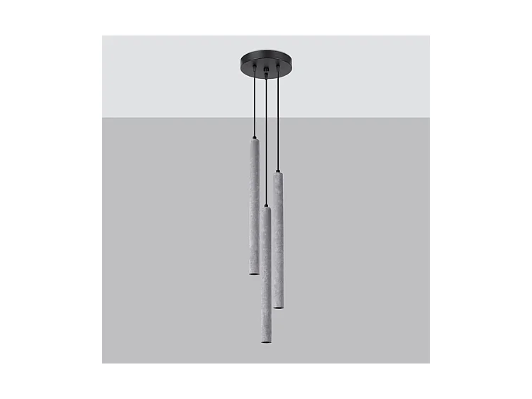 Lampade A Sospensione Pastelo Moderno Di Calcestruzzo - 3 Sorgenti Luminose - L.19,5 X A.115 Cm - Grigio