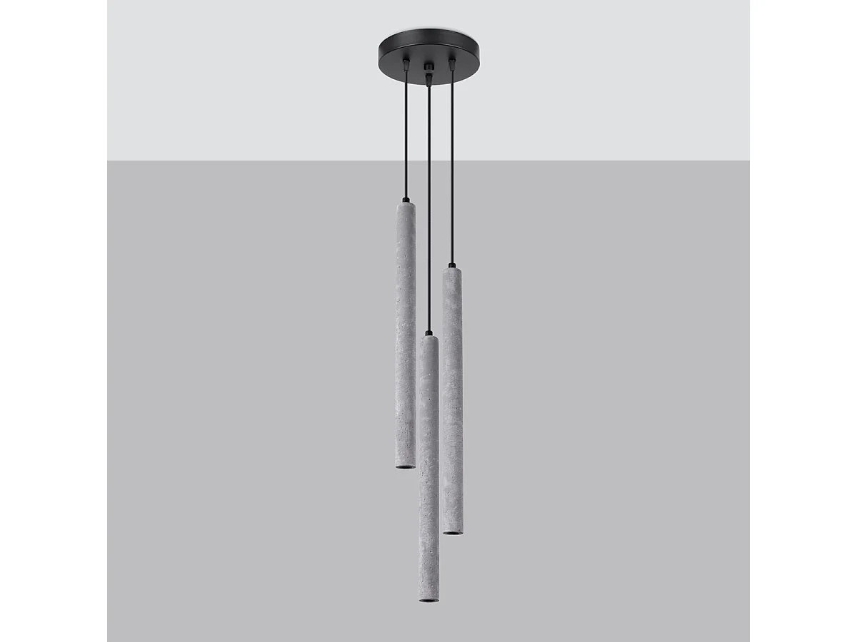 Lampe Suspendues Pastelo Moderne En Béton - 3 Sources Lumineuses - L.19,5 X H.115 Cm - Gris