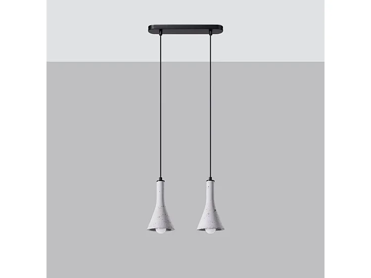 Lampes Suspendues Rea Moderne En Béton - 2 Sources Lumineuses - L.34 X H.113 Cm - Gris