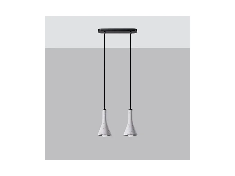 Lampes Suspendues Rea Moderne En Béton - 2 Sources Lumineuses - L.34 X H.113 Cm - Gris