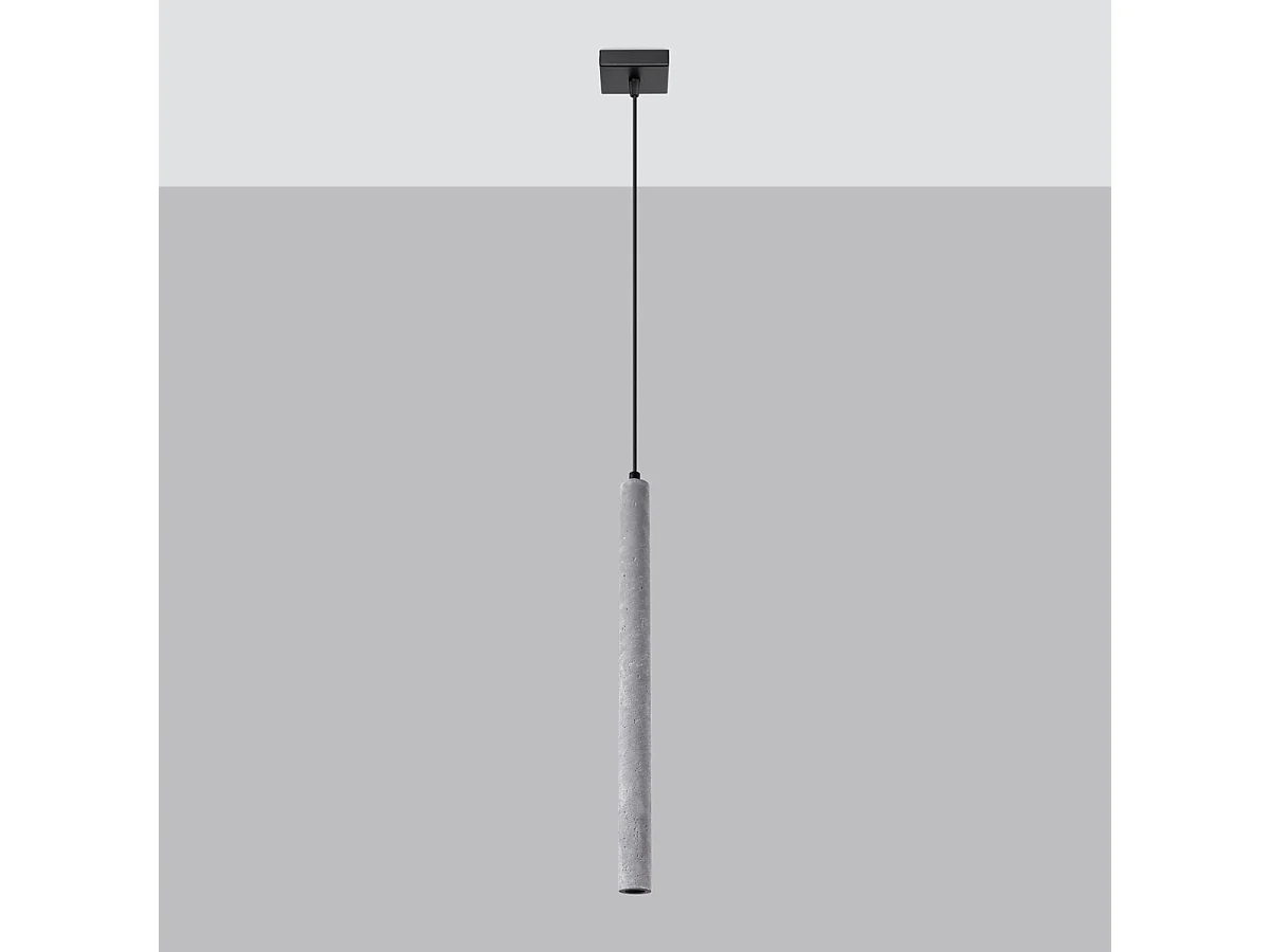 Lampe Suspendues Pastelo Moderne En Béton - 1 Sources Lumineuses - L.8 X H.120 Cm - Gris