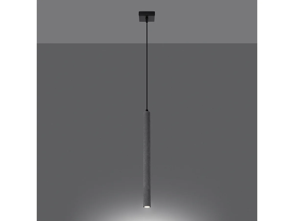 Lampe Suspendues Pastelo Moderne En Béton - 1 Sources Lumineuses - L.8 X H.120 Cm - Gris