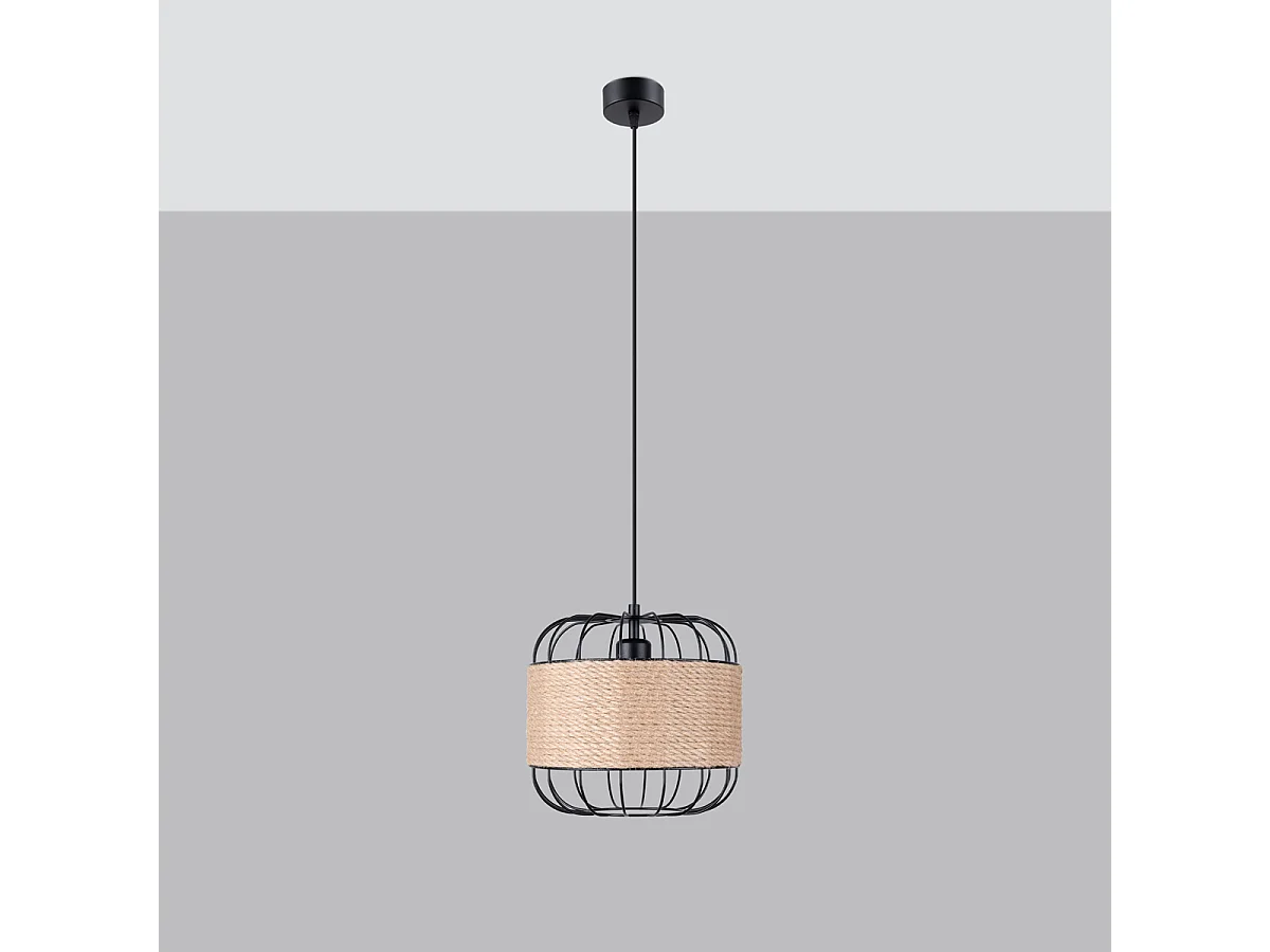 Pendelleuchten Fost Industriell Aus  Stahl/Kabel - 1 Lichtquellen - L.26 X H. Cm - Schwarz