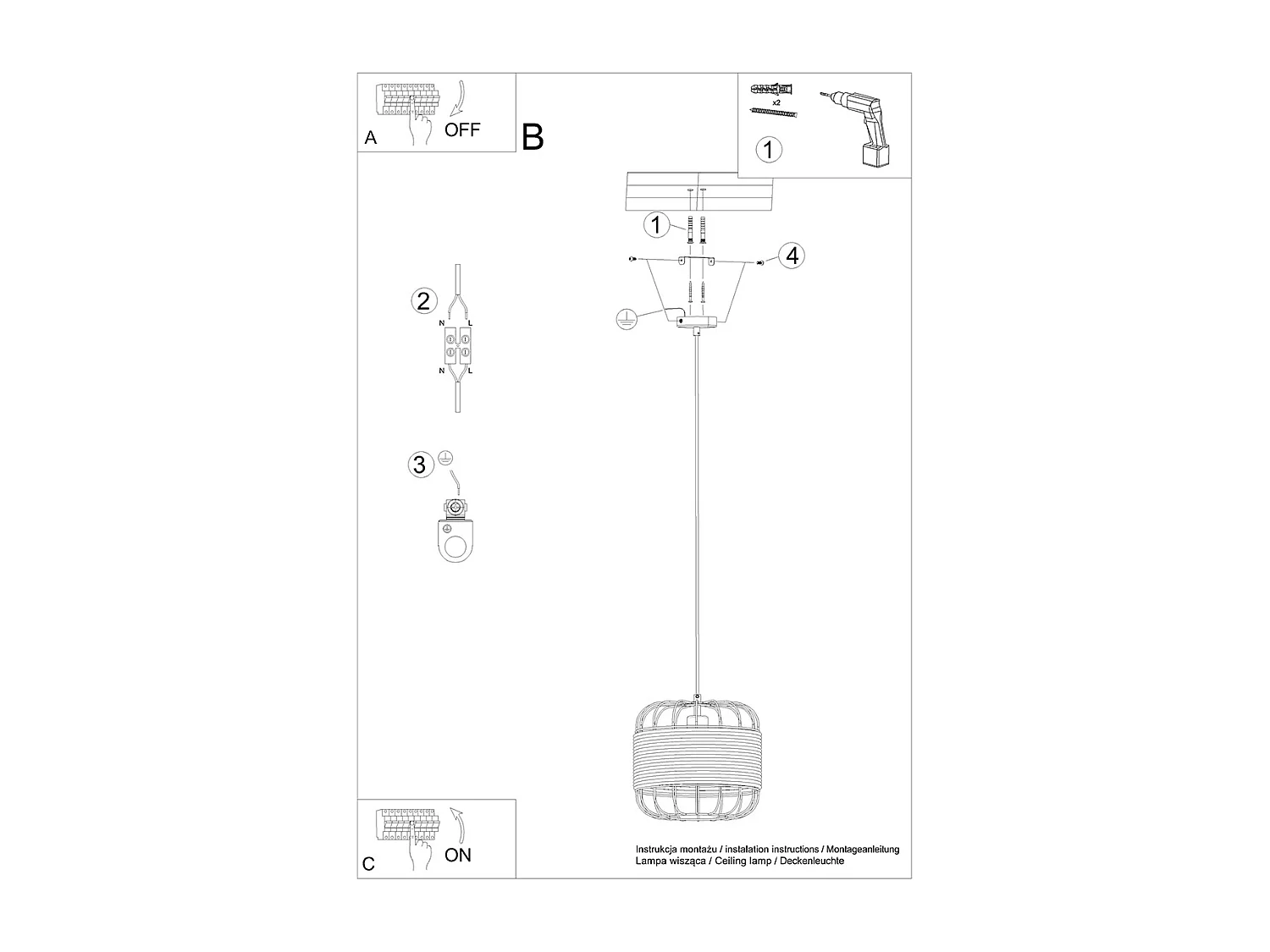 Pendelleuchten Fost Industriell Aus  Stahl/Kabel - 1 Lichtquellen - L.26 X H. Cm - Schwarz