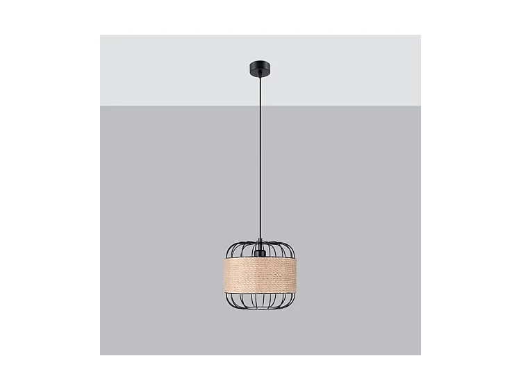 Lampes Suspendues Fost Industriel En Acier/Corde - 1 Sources Lumineuses - L.26 X H.134 Cm - Noir