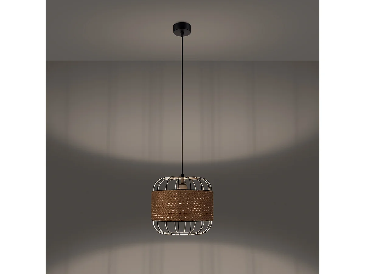 Luminárias Pendentes Fost Industrial, Aço/Cabo - 1 Lichtbronnen - L.26 X H.134 Cm - Preto