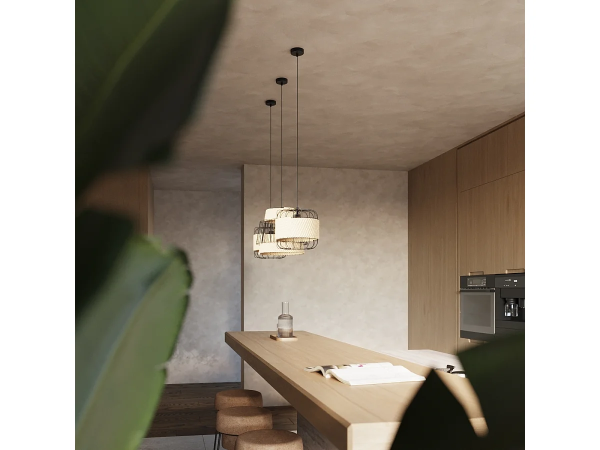 Luminárias Pendentes Fost Industrial, Aço/Cabo - 1 Lichtbronnen - L.26 X H.134 Cm - Preto