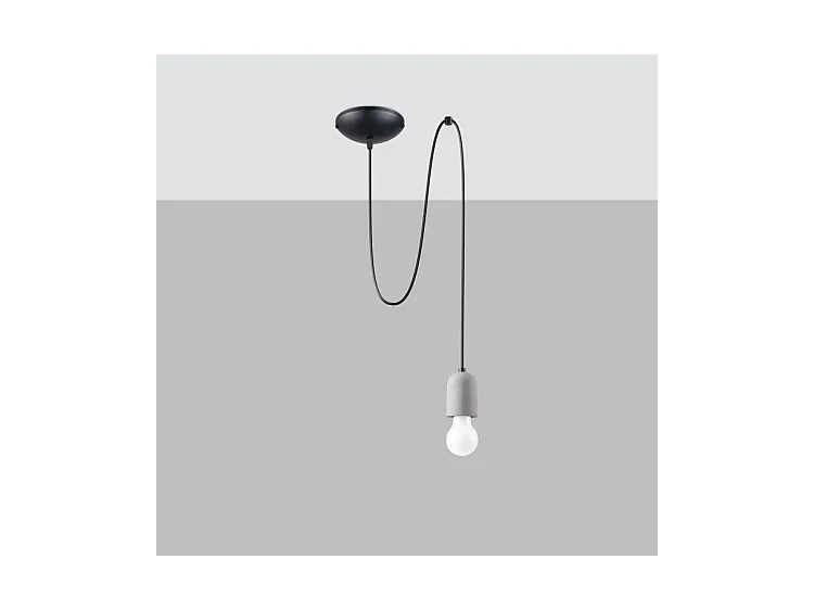 Hanglampen Neso Minimalistisch Van  - 1 Lichtbronnen - L.40 X H.190 Cm - Grijs Zwart