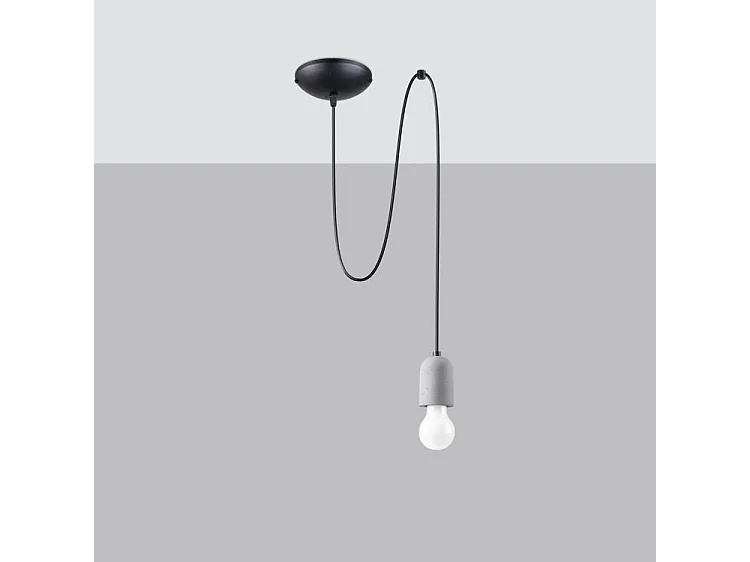 Hanglampen Neso Minimalistisch Van  - 1 Lichtbronnen - L.40 X H.190 Cm - Grijs Zwart