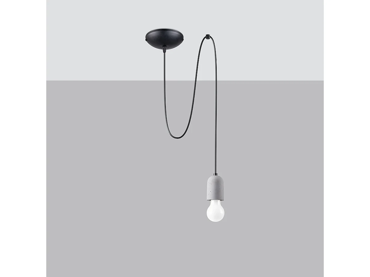 Hanglampen Neso Minimalistisch Van  - 1 Lichtbronnen - L.40 X H.190 Cm - Grijs Zwart