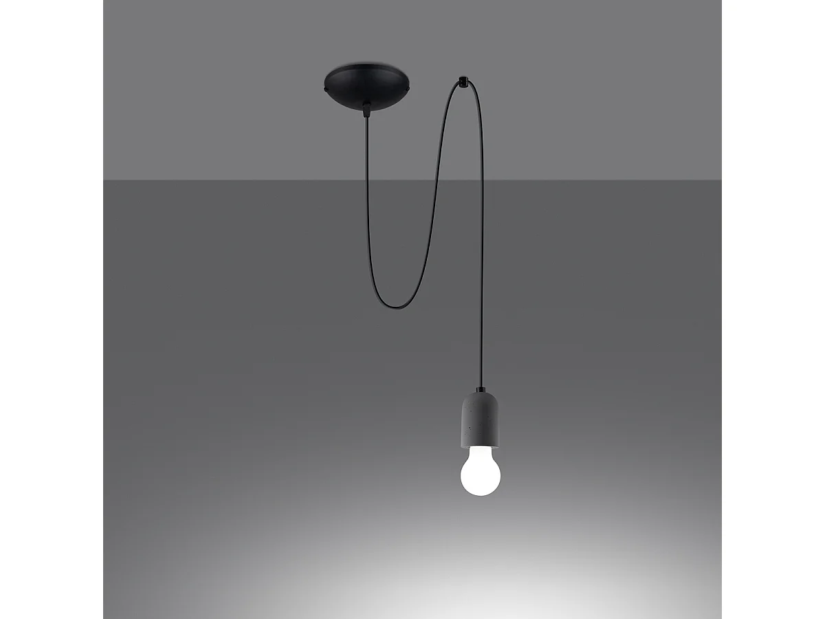 Hanglampen Neso Minimalistisch Van  - 1 Lichtbronnen - L.40 X H.190 Cm - Grijs Zwart