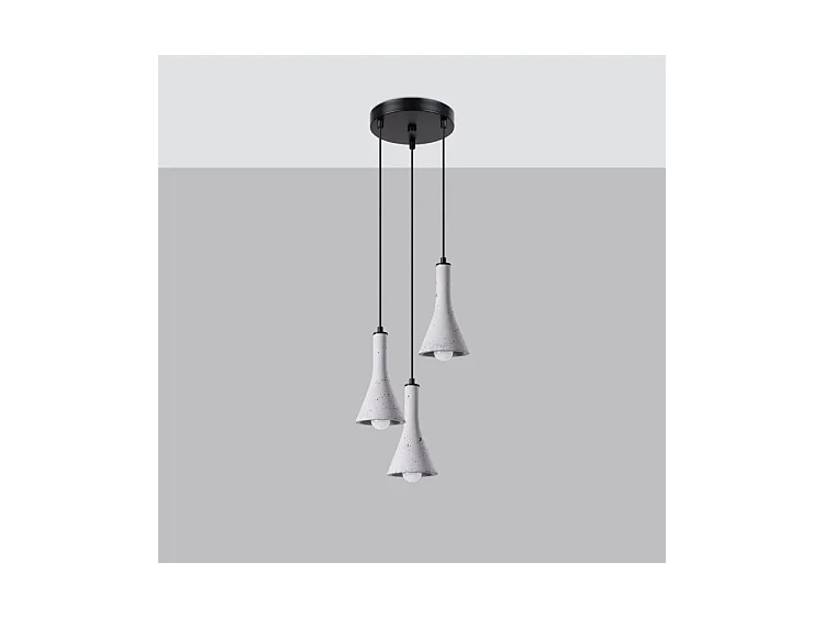 Lampes Suspendues Rea Moderne En Béton - 3 Sources Lumineuses - L.27 X H.115 Cm - Gris