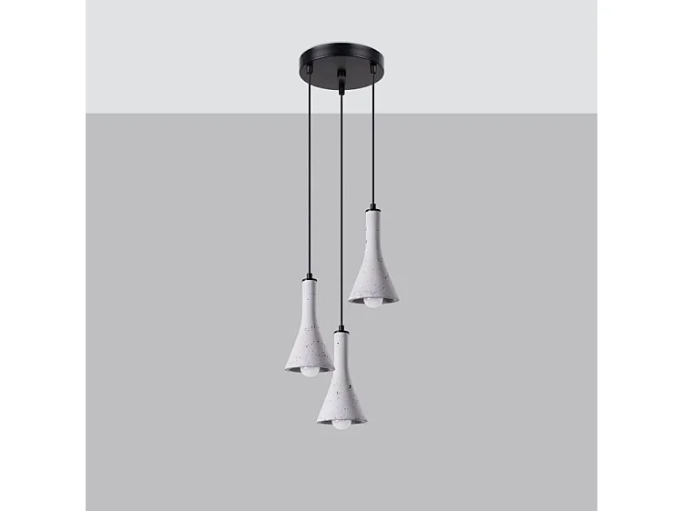 Lampe Suspendues Rea Moderne En Béton - 3 Sources Lumineuses - L.27 X H.115 Cm - Gris