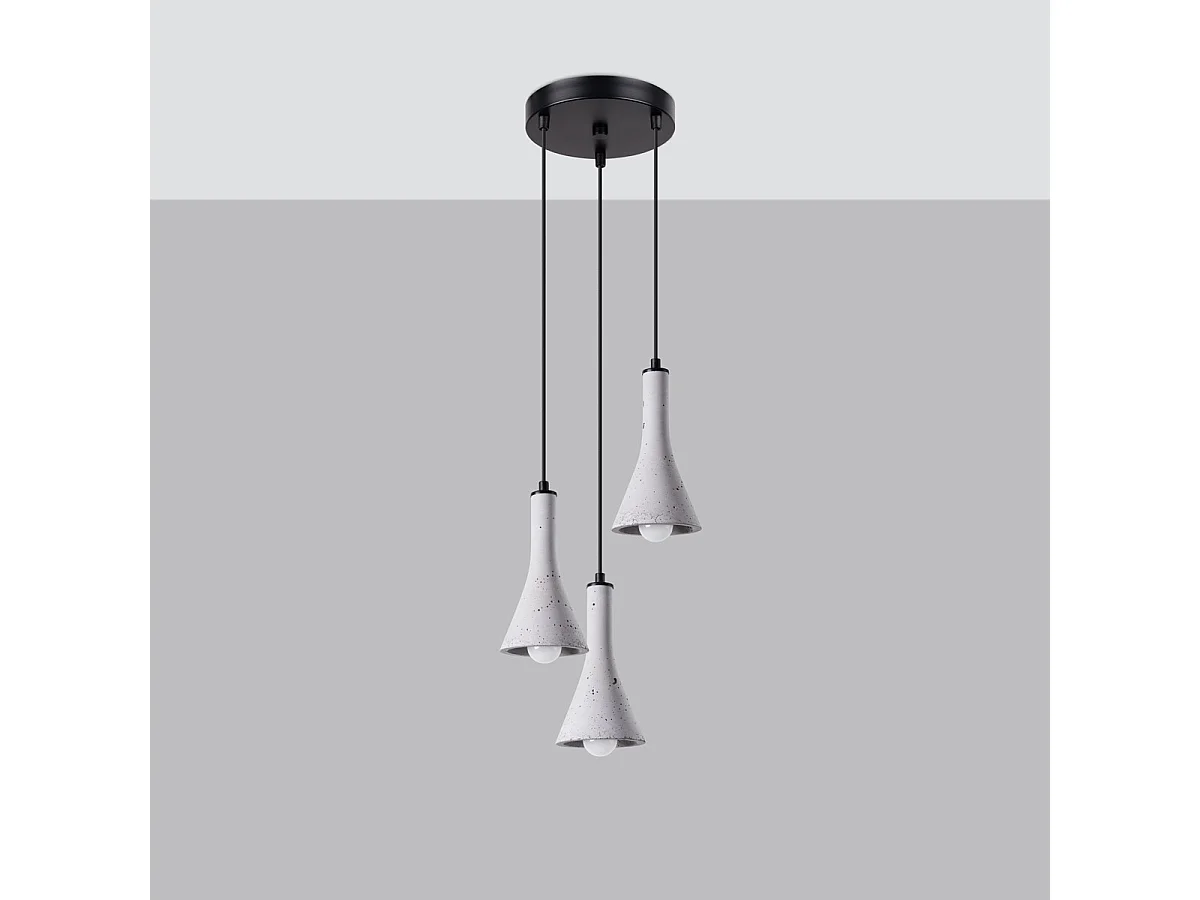 Lampe Suspendues Rea Moderne En Béton - 3 Sources Lumineuses - L.27 X H.115 Cm - Gris