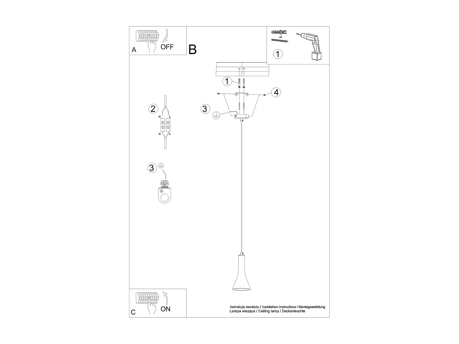 Lampa wisząca REA 1 betonowa