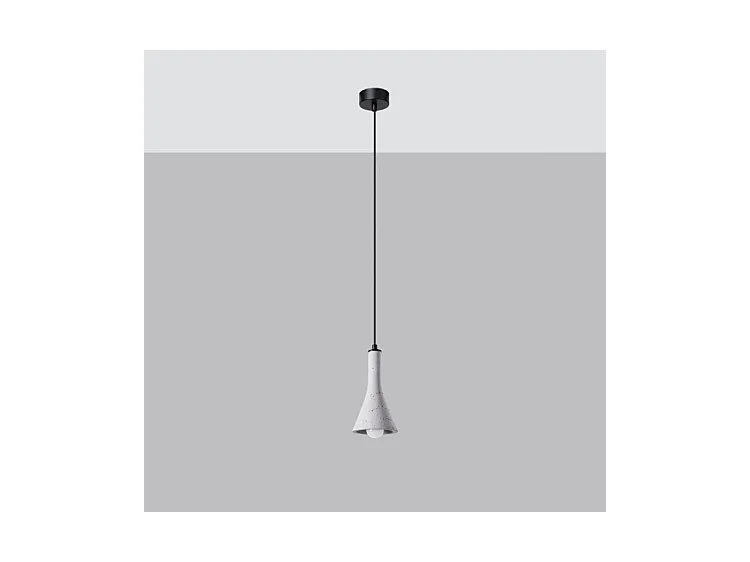 Lampes Suspendues Rea Moderne En Béton - 1 Sources Lumineuses - L.12 X H.125 Cm - Gris