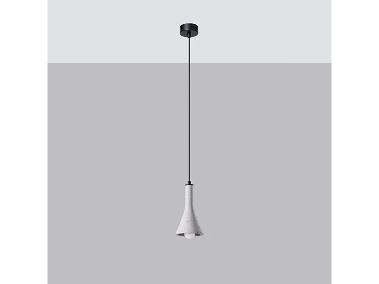 Lampes Suspendues Rea Moderne En Béton - 1 Sources Lumineuses - L.12 X H.125 Cm - Gris