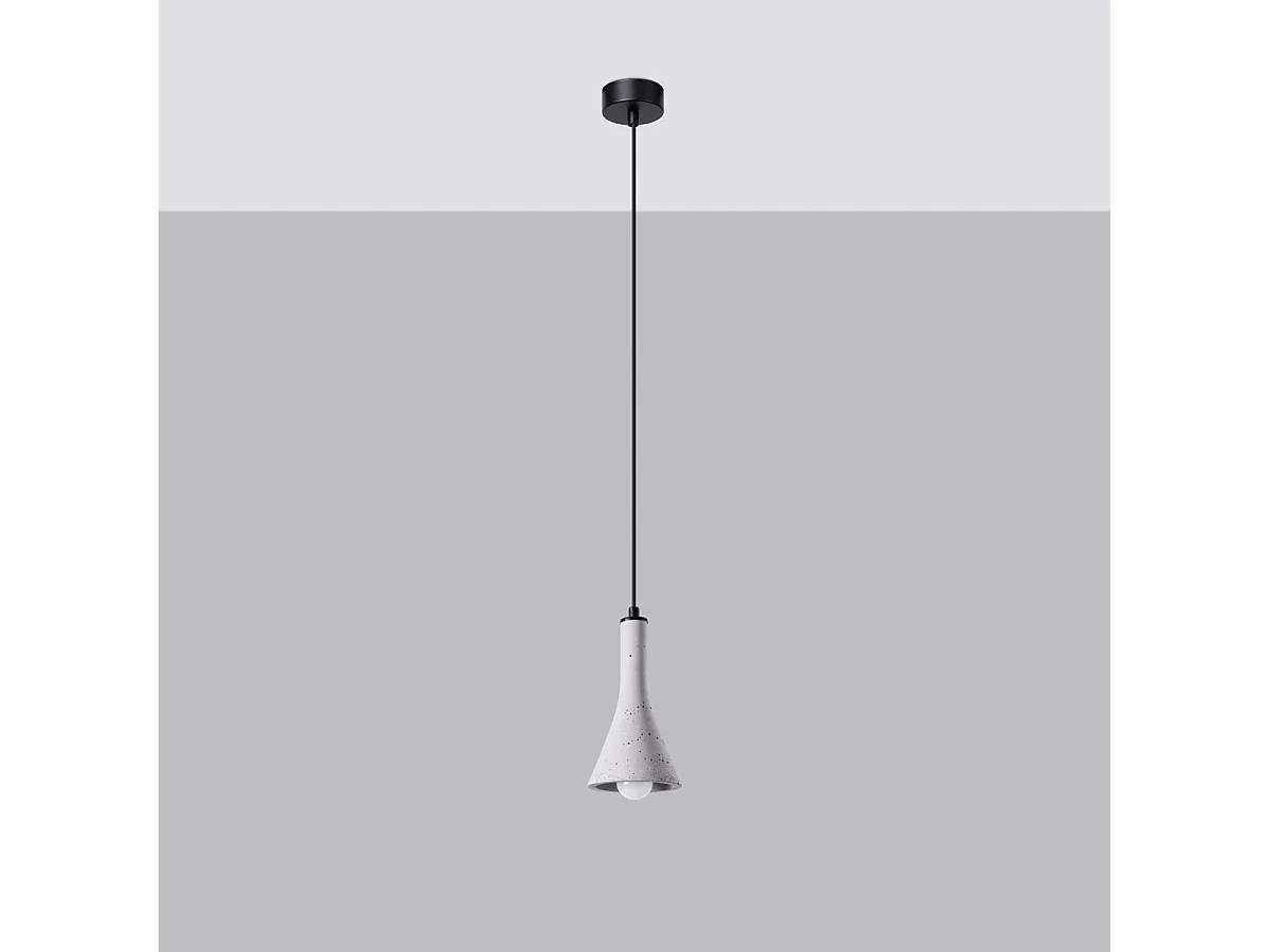 Lampe Suspendues Rea Moderne En Béton - 1 Sources Lumineuses - L.12 X H.125 Cm - Gris