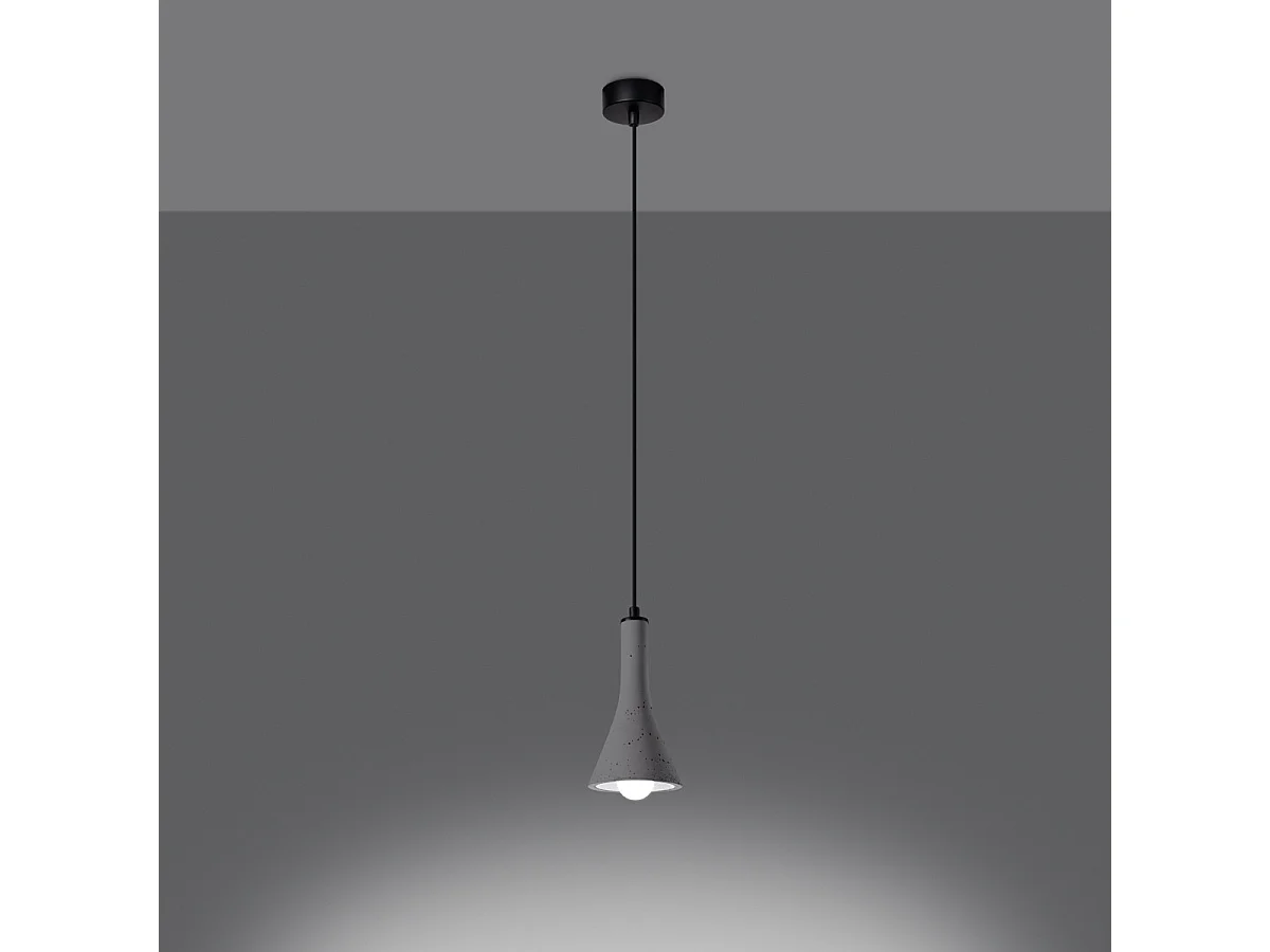 Lampe Suspendues Rea Moderne En Béton - 1 Sources Lumineuses - L.12 X H.125 Cm - Gris