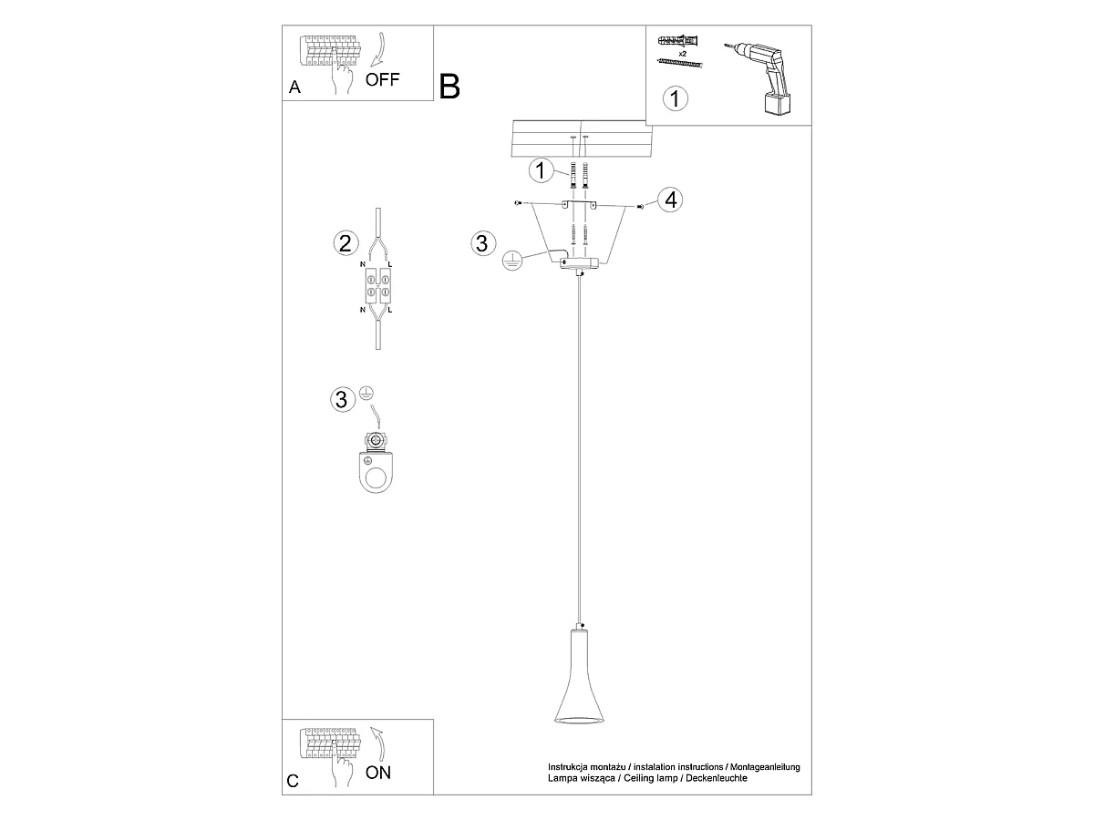 Lampe Suspendues Rea Moderne En Béton - 1 Sources Lumineuses - L.12 X H.125 Cm - Gris